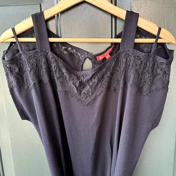 Allworthy Sz S Black Full Length Jumpsuit w/ Lace Bodice QVC Hunter McGrady - Picture 3 of 7